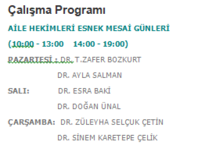 ÇALIŞMA PROGRAMI
